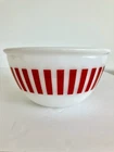 Vintage 50s MC Hazel Atlas Red Candy Stripe Milk Glass Mixing Bowl 5 3/4” NICE
