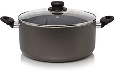 AZS Stock Pot Non Stick Large Casserole Pot - Cooking Pot Grey 24cm / 4.5 Litre