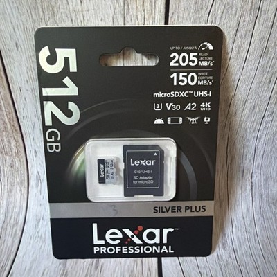 Lexar Lexar Professional 512GB SILVER PLUS microSDXC UHS-I Card, C10, U3, V30,