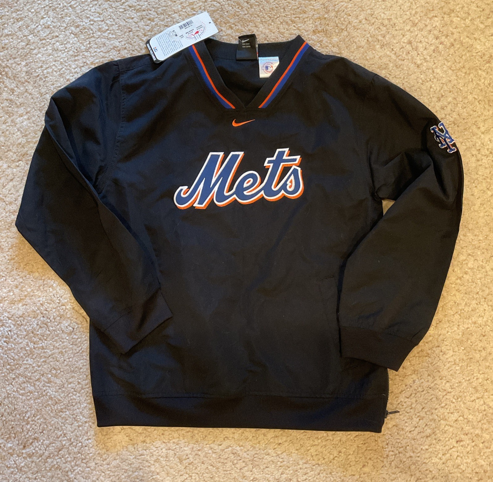Y2K Nike NY Mets Windbreaker Center Swoosh Pullover Batting Jacket Sz M