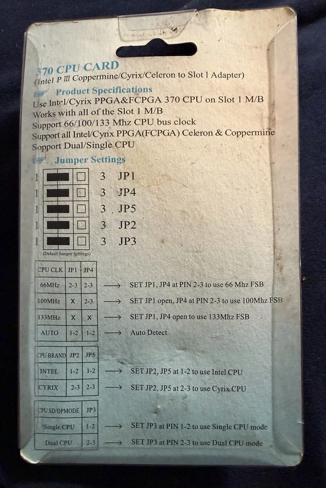 Vintage Intel PIII Coppermine Cyrix Celeron 370 CPU PGA370 CPU Super Slocket III - Image 2 of 2