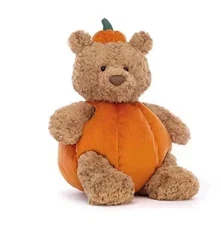 Stuffed Bear in Pumpkin Suit: Handmade Halloween Plush
