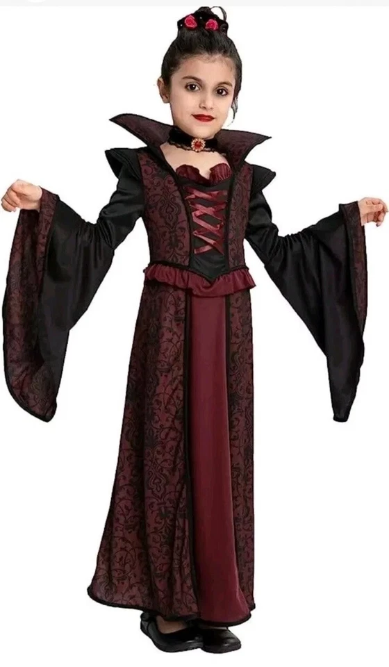 2 Piece Vintage Royal Vampire Halloween Costume Set for Girls Size Small New - Image 3 of 4