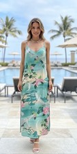 Spell & The Gypsy Dress Juniper Crane Bird Half Moon Floral Spag. Strap Dress S