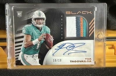 2020 Panini Black Tua Tagovailoa Patch Rookie Auto #’d 10/10 Dolphins / Falcons