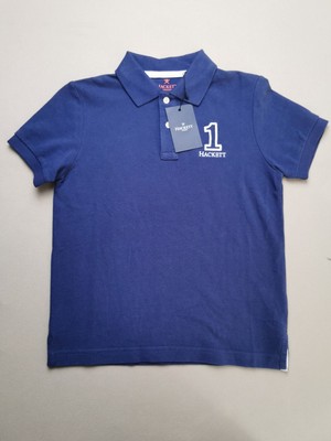 HACKETT Jungen 7-8 Jahre Nummer 1 klassisches Baumwoll-Poloshirt neu mit Etikett Tintenblau S. Ärmel
