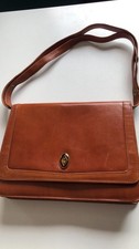 Vintage Tan Leather 4-Way Convertible Handbag Shoulder Crossbody Clutch Bag