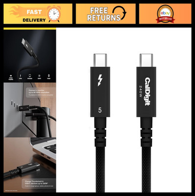 High-Speed Thunderbolt 5 Braided Cable - 120Gbps, 240W Power Delivery, USB4 Type