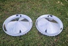 Pair 2 14 Universal Chrome Hubcaps Wheel Covers Trailer Camper Hotrod Hub Caps