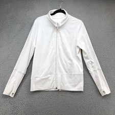 Lululemon Jacket Womens White Full Zip Mock Neck Thumbholes Athletic Activewear