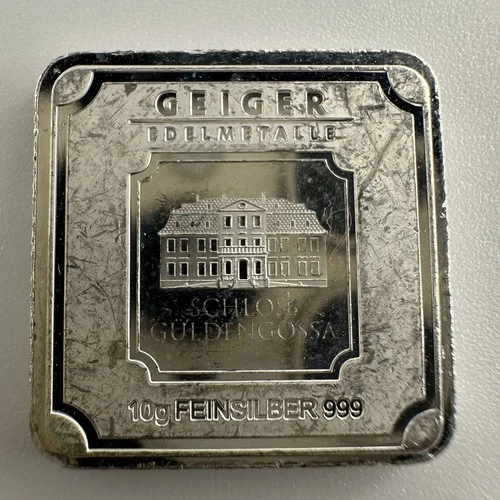 Geiger Edelmetalle 10 Gram .999 Fine Silver Bar Germany Ingot With Security Line