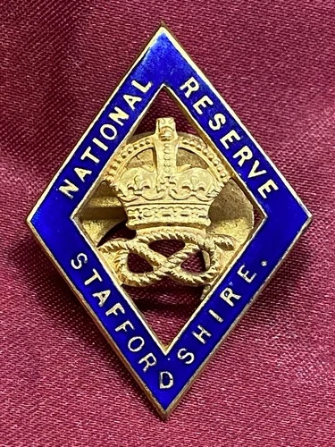 Genuine WW1 National Reserve Staffordshire Lapel Badge Gaunt maker