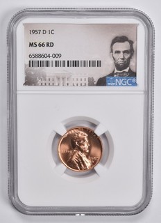 1957 D Lincoln Wheat Cent MS66 RD NGC Special Lbl 8933
