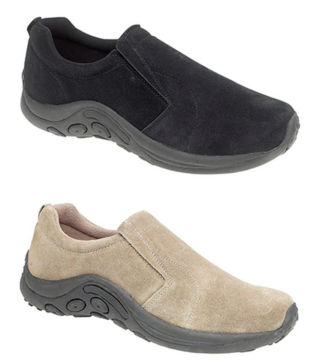 Unisex Suede Leather Casual Shoes Walking Hiking Trainers Slip On Black Taupe