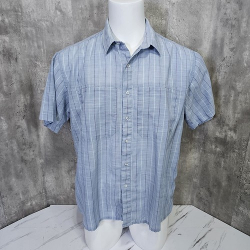 Vintage 90s New Moves Mens XL Lightweight Blue Plaid S/S Button Front Shirt