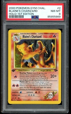 PSA 8 Blaine's Charizard 2/132 Holo 1st Edition - Gym Challenge | eBay