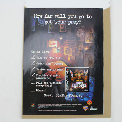 Looney Tunes Sheep Raider Playstation 1 PS1 Original 2001 Vintage Print Ad RARE
