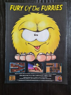 FURY OF THE FURRIES CD32 COMMODORE AMIGA 1990S GAME ADVERT 9.1X11.8'' POSTER