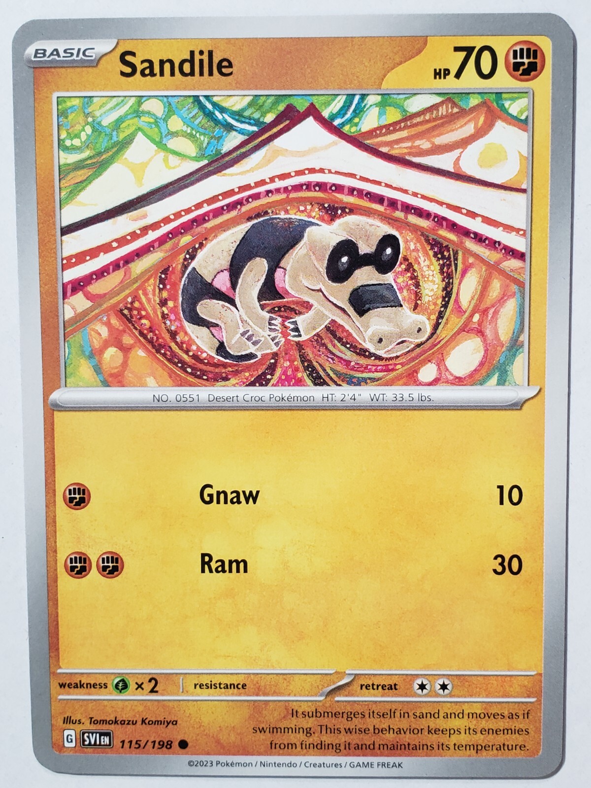 Sandile 115/198 VLP - B2G1F - Scarlet Violet Pokemon Card - Tomokazu Komiya Art