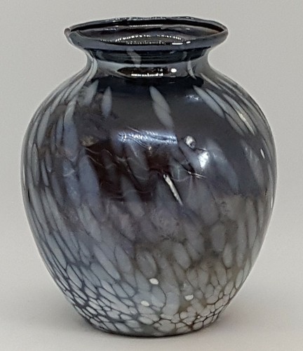 Vaso antico Art Decò vintage in vetro viola e bianco - Foto 3 di 10