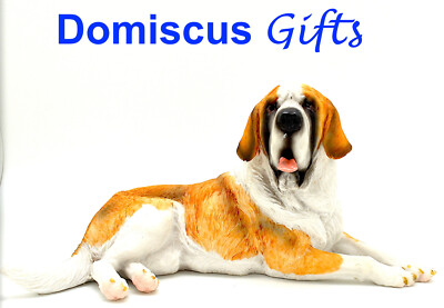 10'' NEW! Laying SAINT ST BERNARD Pet Dog COLLECTIBLE Figurine Home Decor GSC