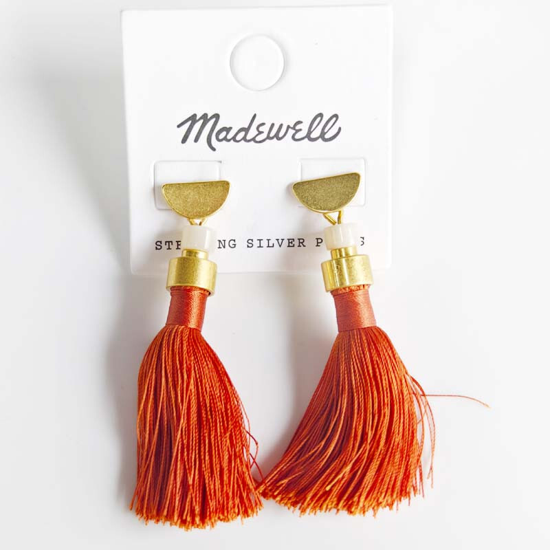 New MadeWell Stone Tassel Drop Earrings Gift Vintage Women Party Holiday Jewelry