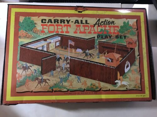 Vintage 1968 Marx Fort Apache Carry All Play Set