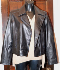 Massimo Dutti Black Leather Biker Jacket Uk 14 Euro L New With Tags £269.00