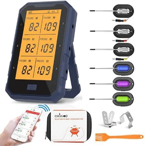 Wireless Meat Thermometer, Bluetooth Meat Thermometer for Grilling Digital BB... Wireless Meat Thermometer, Bluetooth Meat Thermometer for Grilling Digital BB...