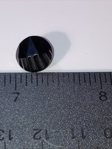 Antique Jet Black Glass Button Abstract Asymmetetrical Metal Birdcage Shank 1/2" - Picture 7 of 7