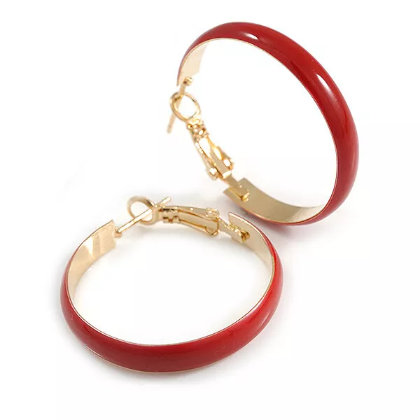 Red online hoop earrings