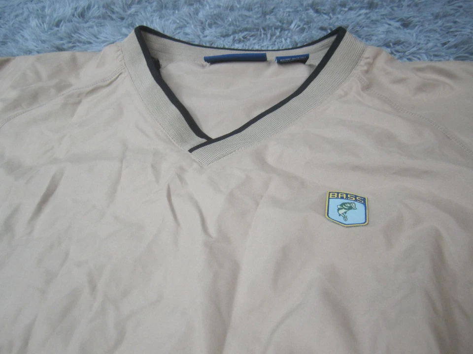 BASS Jacket Mens 2XL XXL Yellow Windbreaker Pullover V-Neck Polyester - Image 2 of 4