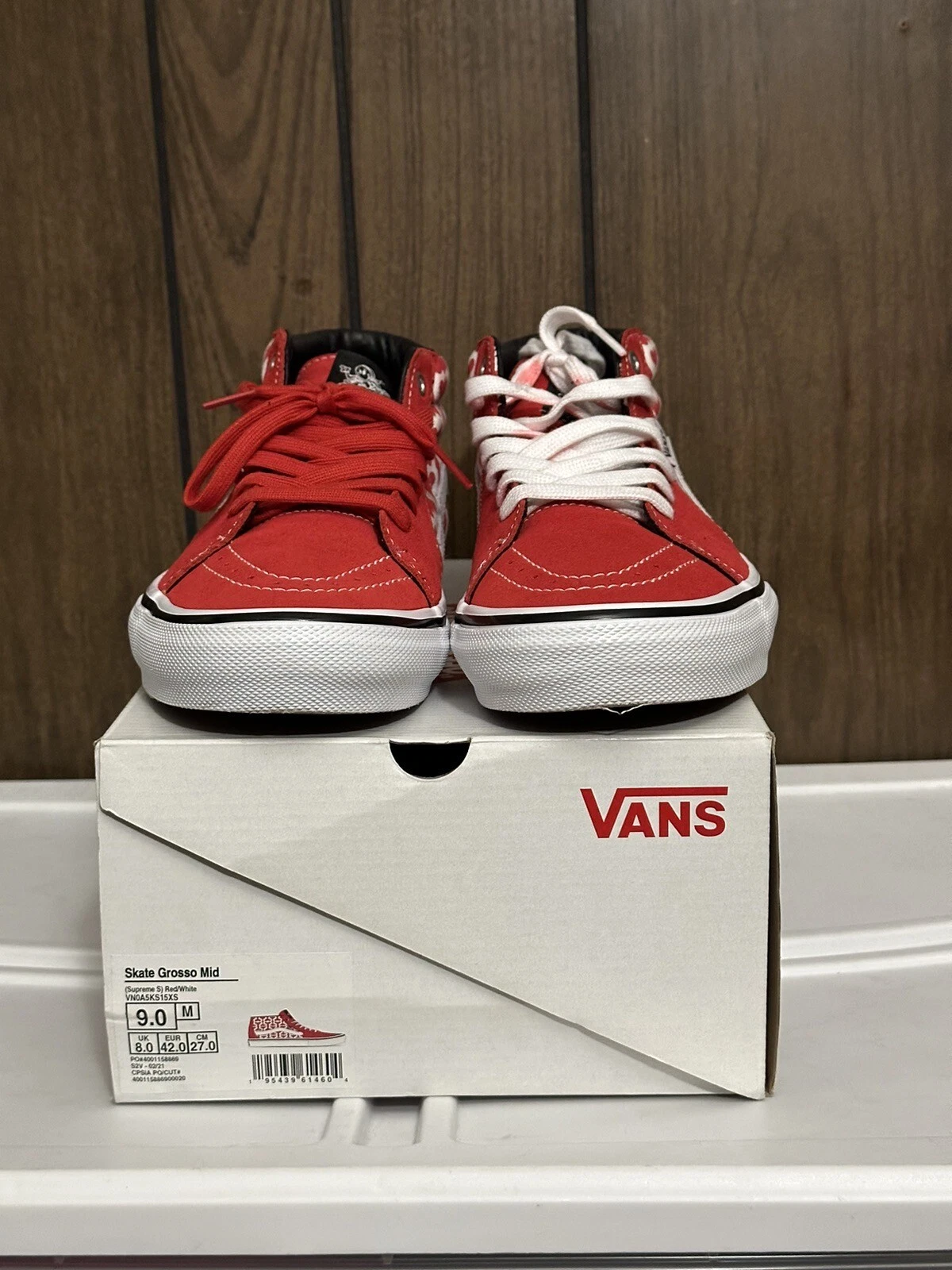 LOGO SUPREME X VANS MONOGRAM S SKATE GROSSO MI 2021 ROUGE/BLANC TAILLE 9