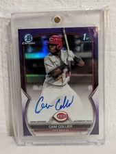 2023 CAM COLLIER AUTO - Purple Bowman Chrome 1st #/250 + One Touch Holder