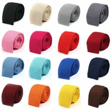 Men Solid Skinny Weave Knit Flat Neck Tie Slim Narrow Crochet Warm Necktie 5cm