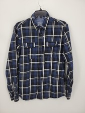 Jack  Jones Shirt Mens Large Blue Black Plaid Long Sleeve Button Up Preppy