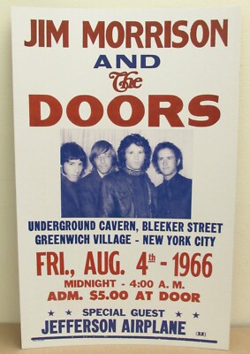 Vintage Doors Concert Poster 1966 NYC Jim Morrison Village | eBay