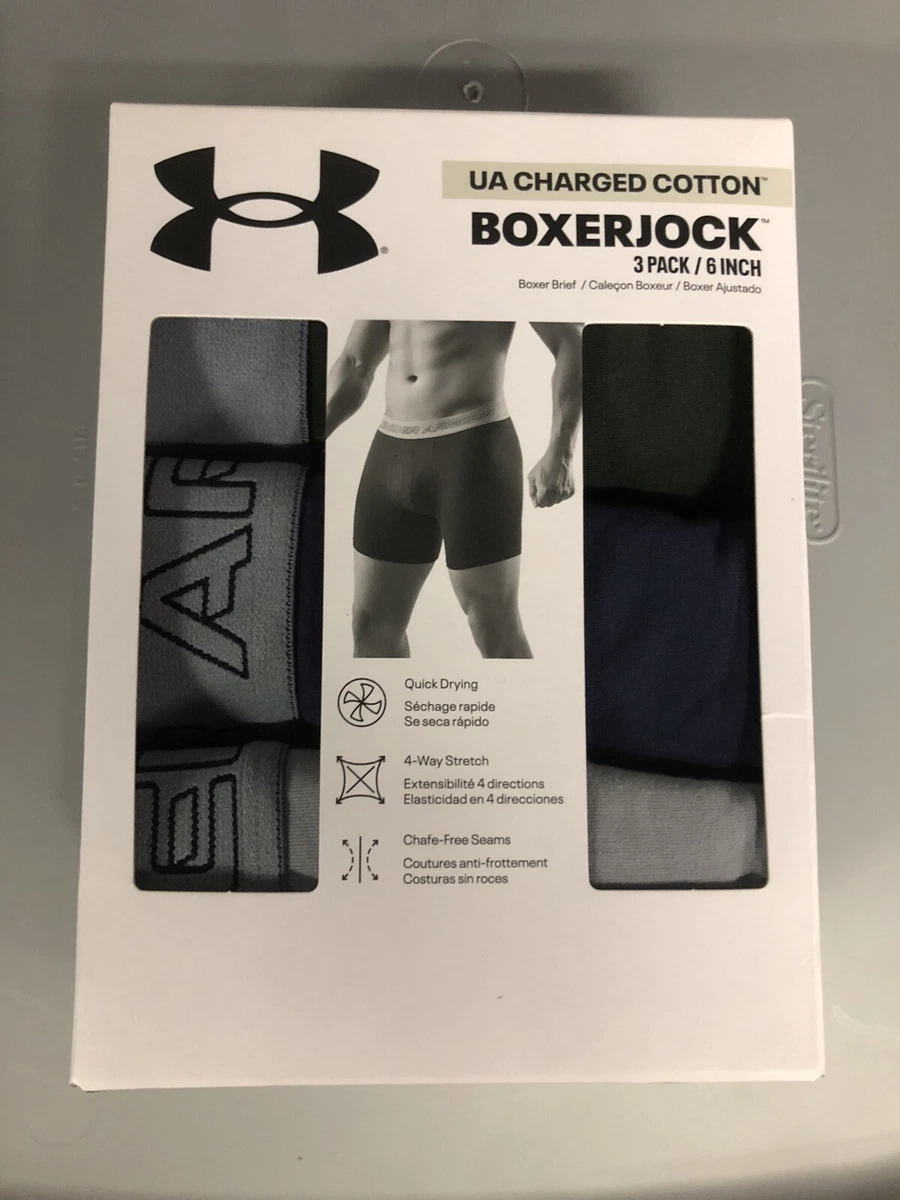 Under Armour Men's Under Armor Charged Cotton Stretch 6” Boxerjock – 3-Pack  : : Clothing, Shoes & Accessories