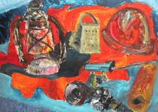 Vintage oil painting still life expressionism signed