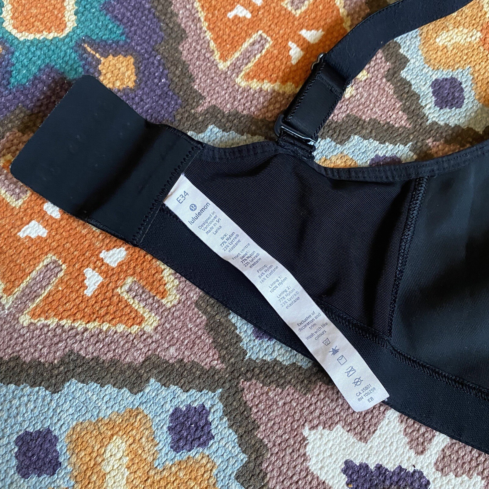 Lululemon Solid Black Adjustable Hook & Eye Athle… - image 4