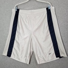 VINTAGE Nike Men Activewear Shorts Large White Logo Swoosh Athletic Y2K READ