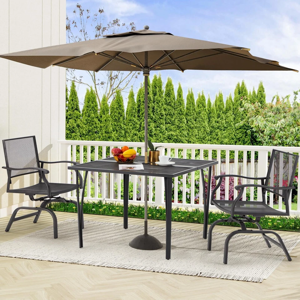 Juego de muebles de comedor de patio exterior de 3 piezas 2 sillas 1 mesa patio trasero jardín Foto 2 de 4