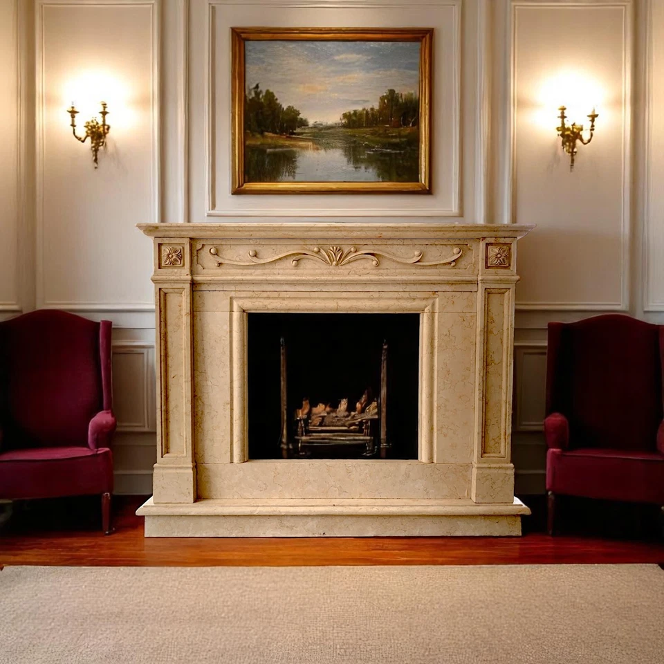 Abrigo Chimenea Mármol Amarillo Egipcio Clásico L 150Cm Foto 2 de 4