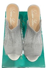 MARTHA PEEP TOE WEDGE HIGH HEEL WITH RHINESTONES BY LAUREN LORRAINE SILVER