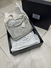 Prada Crystal Bag Re-Edition 2000 Satin White Mini Hobo Bag