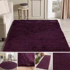Modern Violet Purple Aubergine Small - Large Living Room Area Plain Shaggy Rug