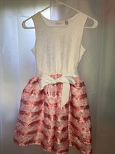 NWT The Children  s Place Girls Lace Floral Pink White Dress Ribbon L Large 10/12