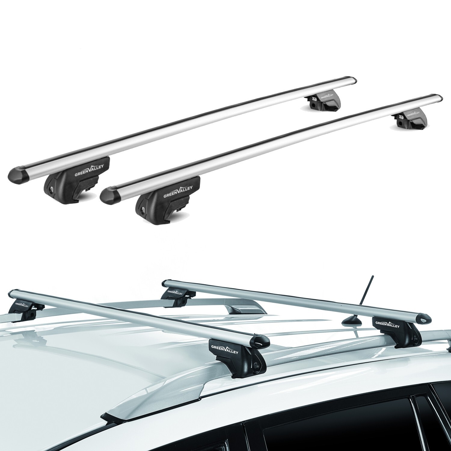 Aluminium Aero Roof Rack Rail Bars Lockable VW Tiguan 2007- onwards