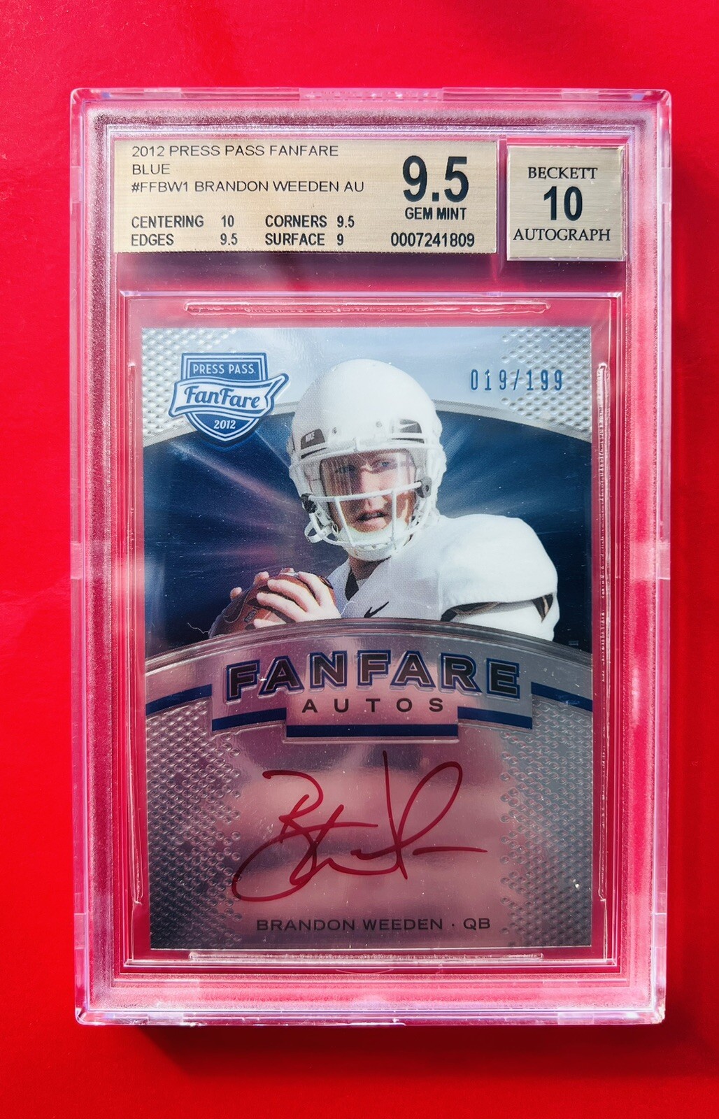 Brandon Weeden Press Pass Fanfare Autograph #FFBW Blue