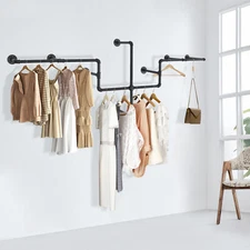 Wall Mounted Clothes Rack Industrial Pipe Clothing Garment Display Rack Retail